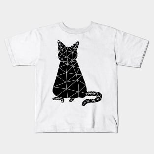 Cat sits straight showing his tail, Cat Geometric for Light Kids T-Shirt